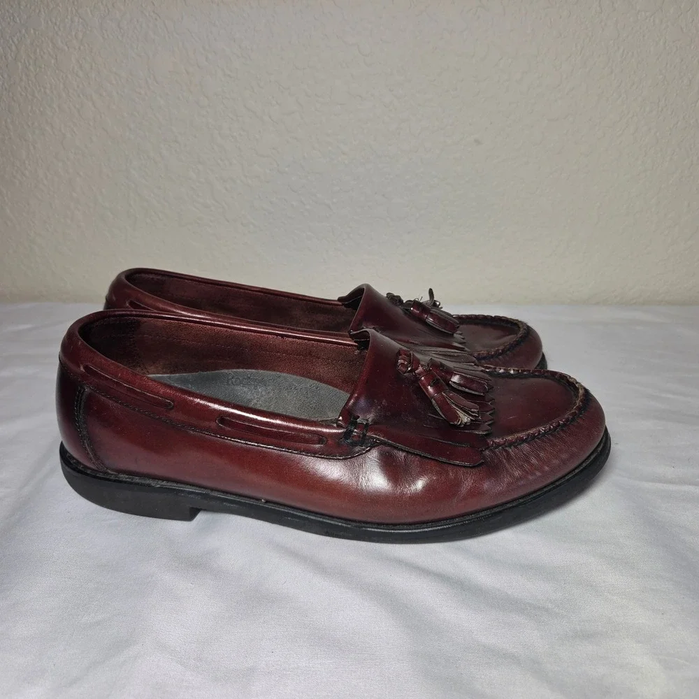 Rockport Mens 8.5 W Burgundy Leather Kiltie Tassel Loafers 2897 Brazil Oxblood
